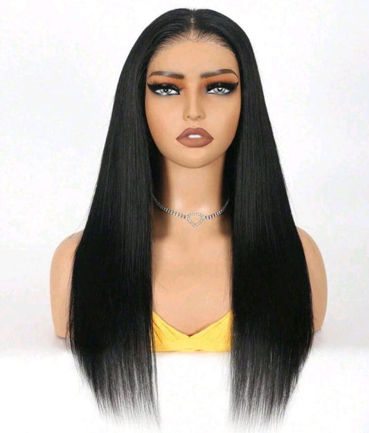 24” Black Straight Lace Front Wig – Elegant & Natural