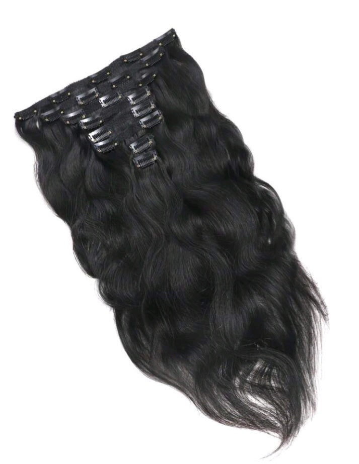 8Pcs Black Wavy One Set Clip In Extensions